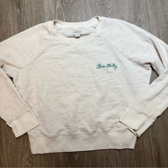 J. Crew Tops - J.Crew Vintage Fleece Ivory Embroidered Sweatshirt Small​